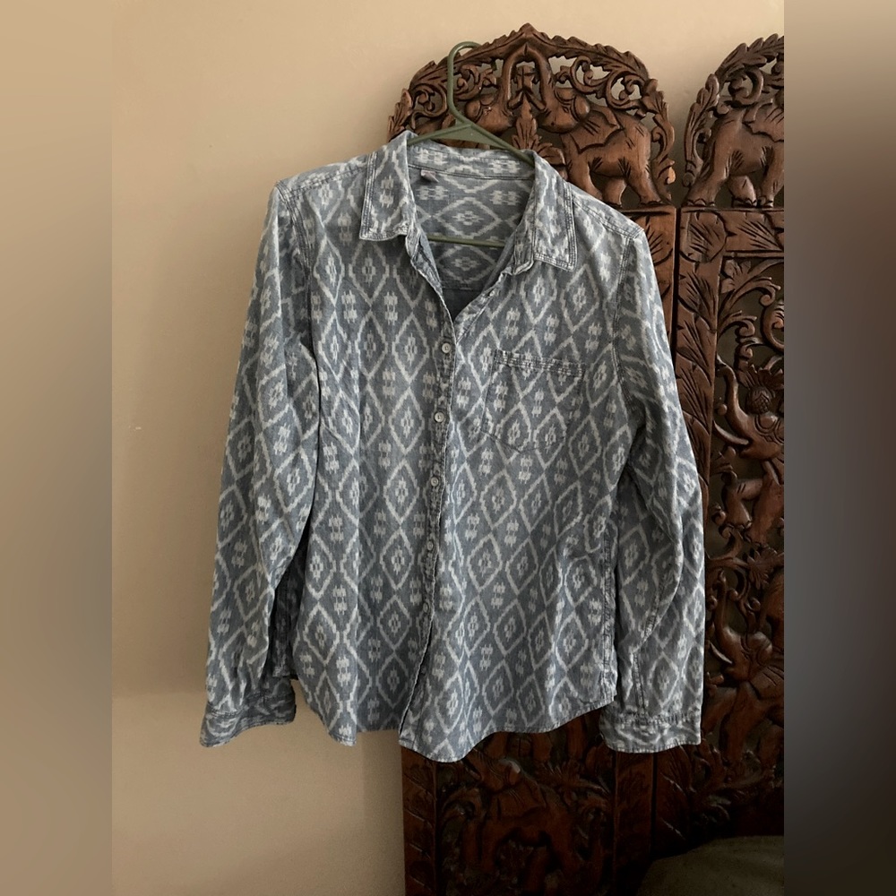 Denim Patterned Button Up